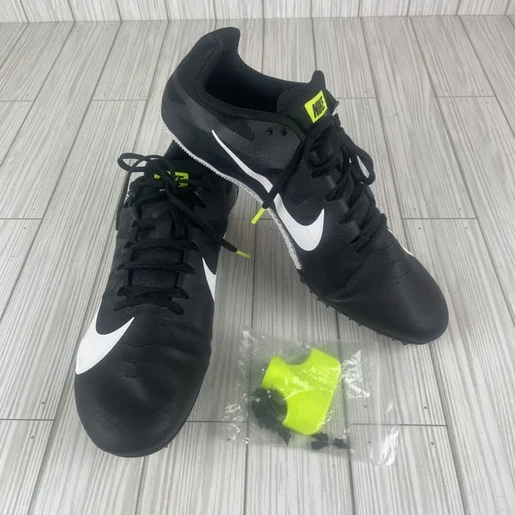 Nike Racing Sprint Track Shoes Spikes Black White Neon 11 - Picture 1 of 11